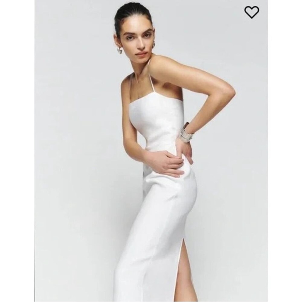 Reformation Frankie Linen Dress in White Maxi Dress Adjustable Straps size 10 - Picture 4 of 12